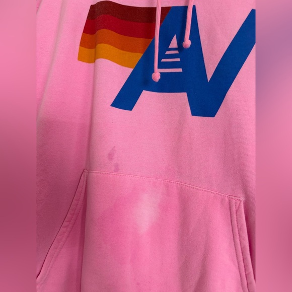 AVIATOR NATION LOGO PULLOVER RELAXED HOODIE - NEON PINK B3294 - Picture 3 of 5